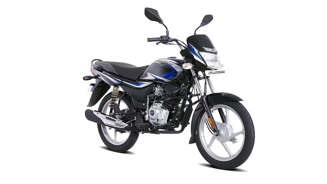 Bajaj Platina 100 right front three-quarter view