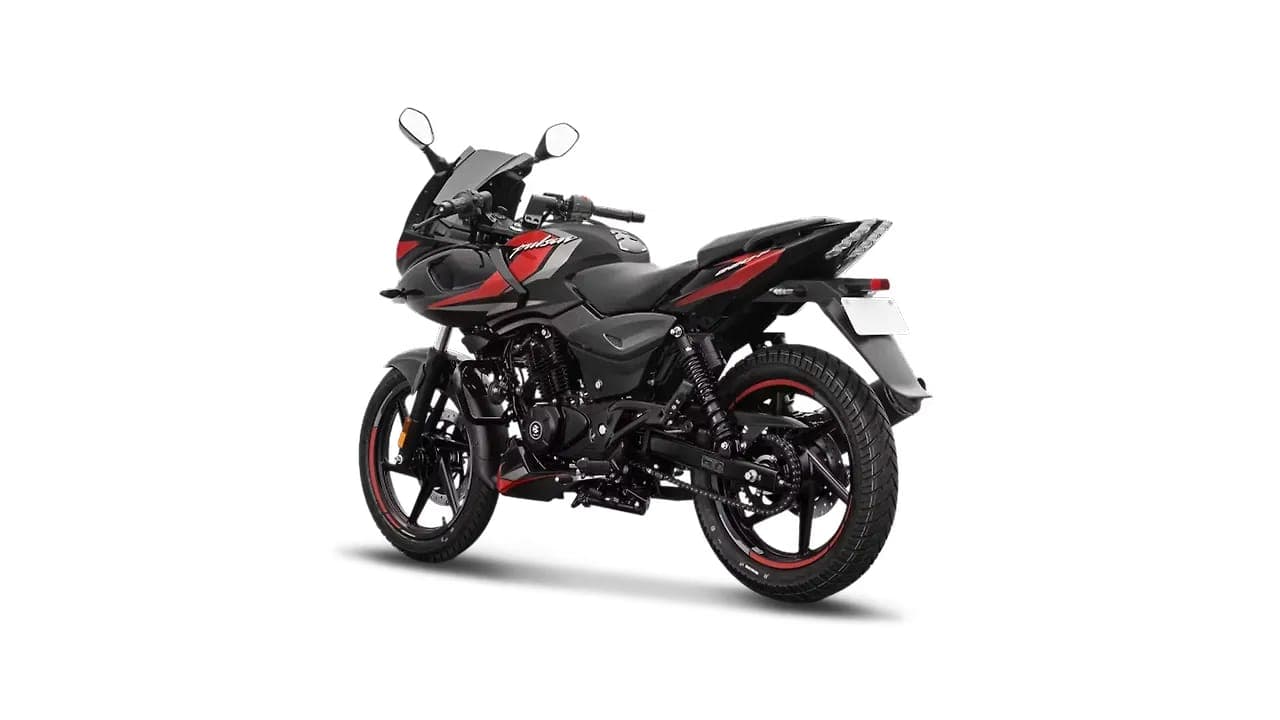 Bajaj Pulsar 220F left rear three-quarter view