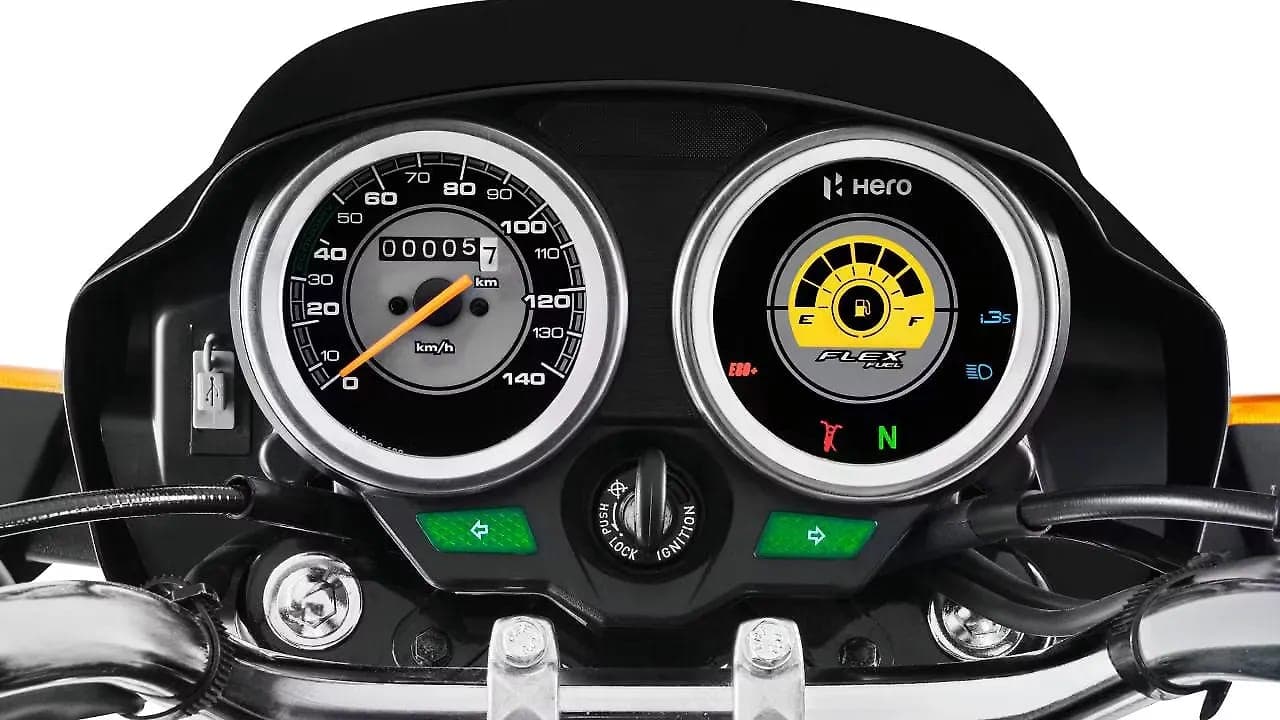 Hero MotoCorp Splendor Plus Flex Fuel instrument cluster view