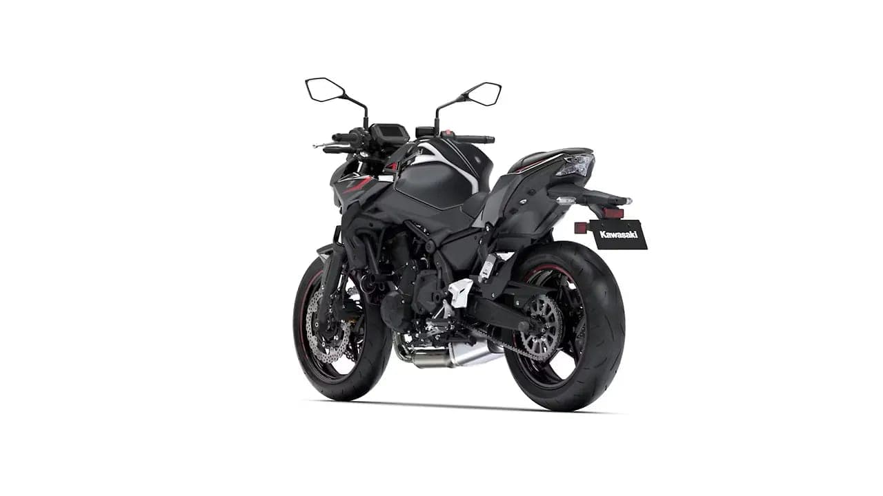Kawasaki Z650 left rear three-quarter view