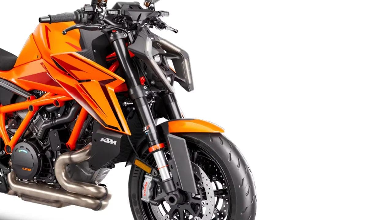 KTM 1390 Super Duke R front suspension view