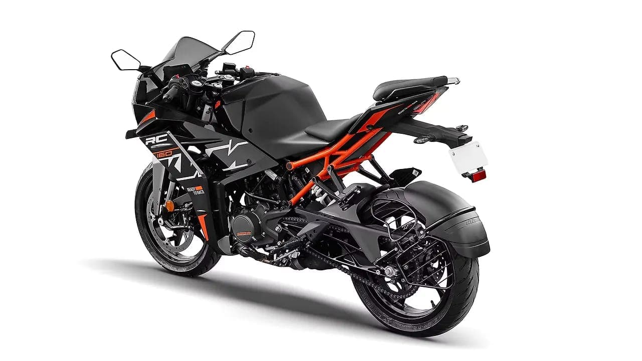 KTM RC 160 left rear three-quarter view