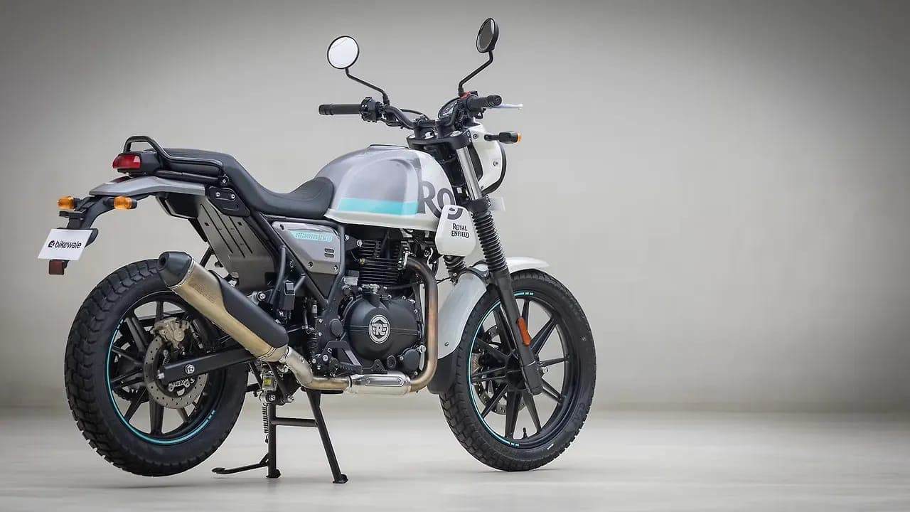 Royal Enfield Scram 440 right rear three-quarter view