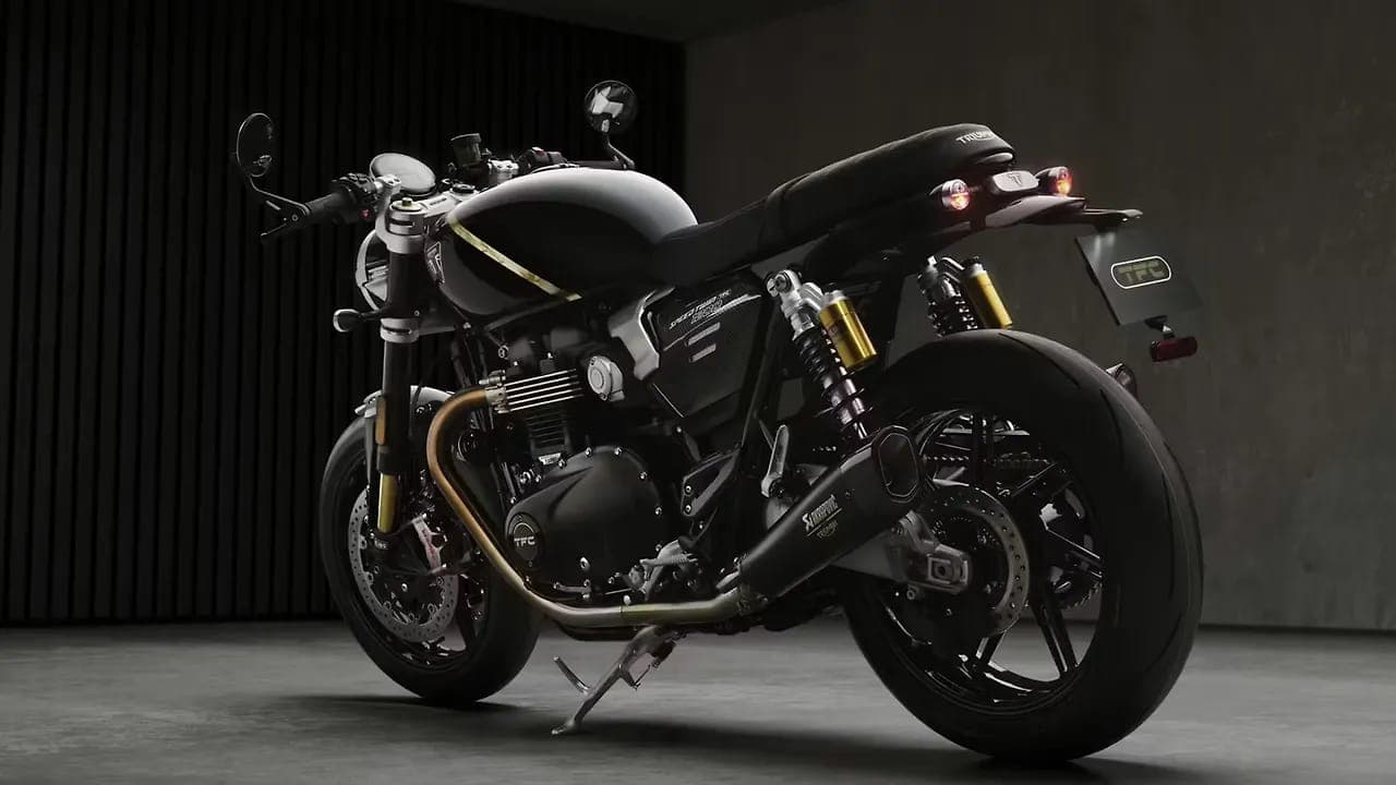 Triumph Speed Twin 1200 TFC left rear three-quarter view
