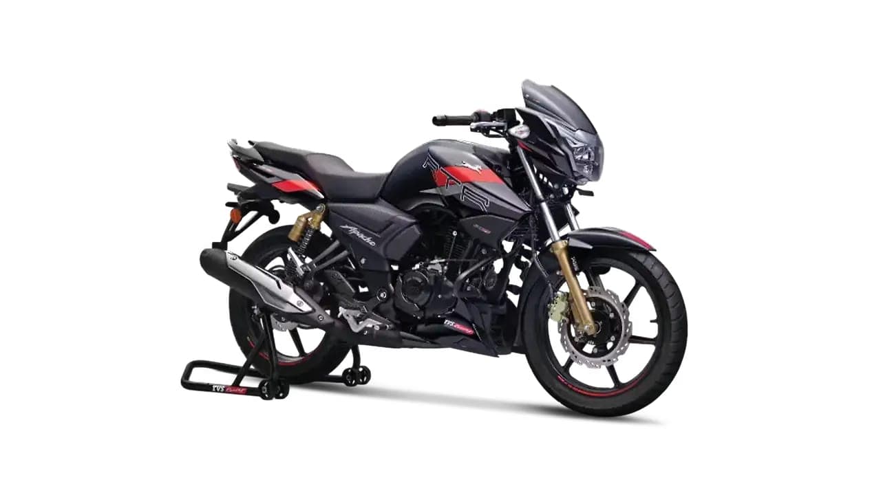 TVS Apache RTR 180 right front three-quarter view