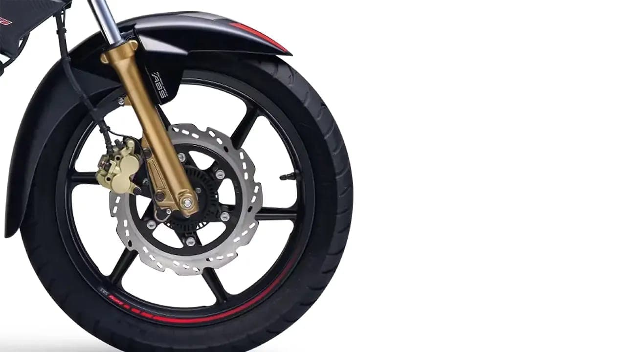 TVS Apache RTR 180 front disc brake caliper view