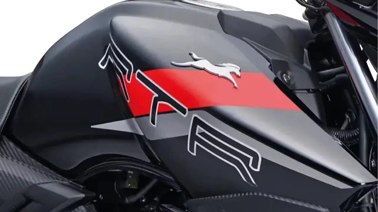 TVS Apache RTR 180 branding fuel tank decal view