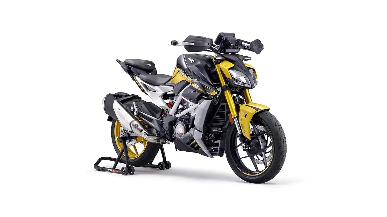 TVS Apache RTR 310 right front three-quarter view
