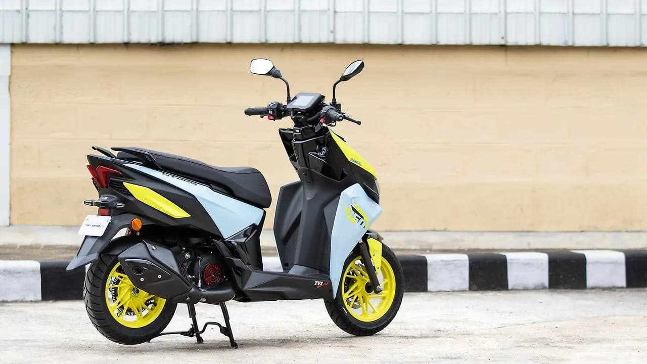 TVS Ntorq 150 right rear three-quarter view