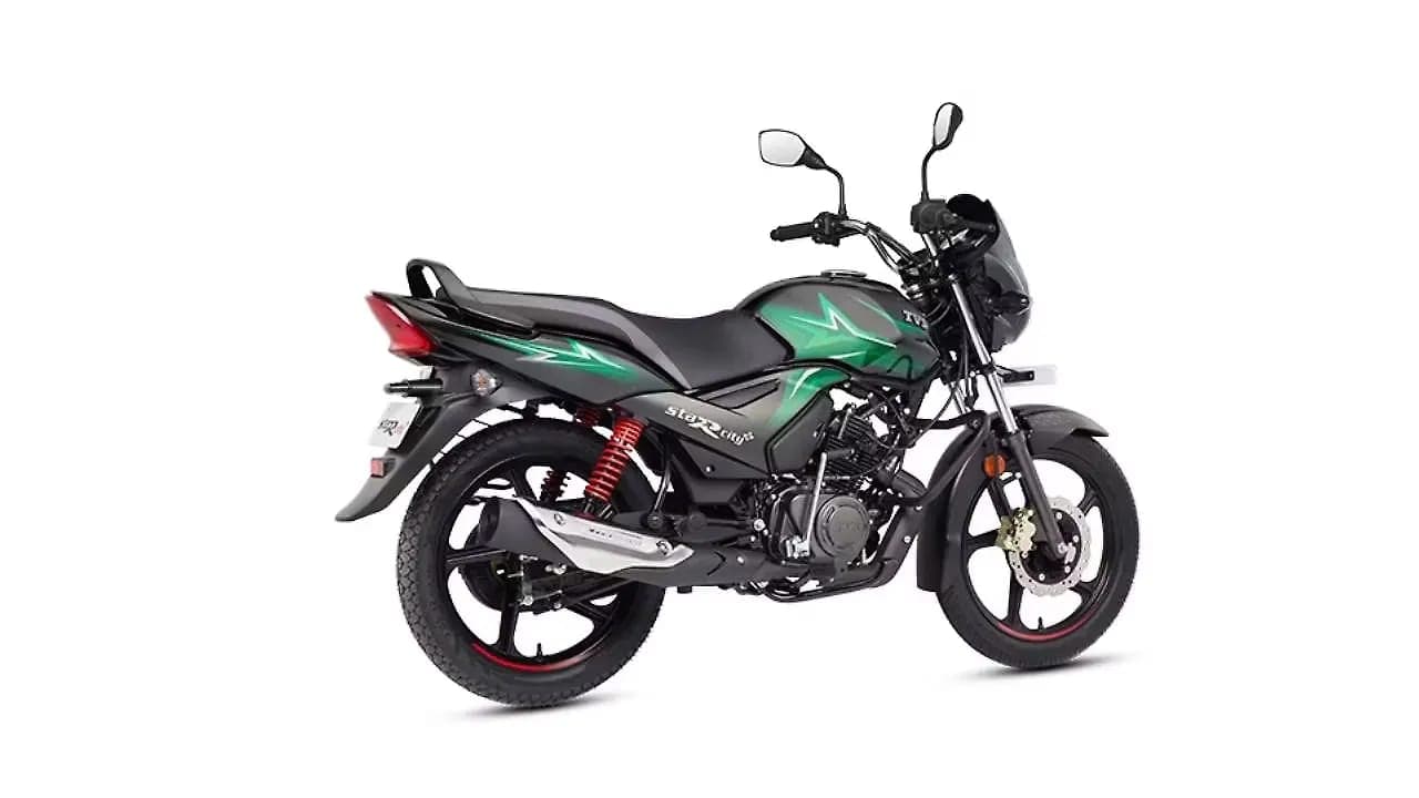 TVS Star City Plus right rear three-quarter view