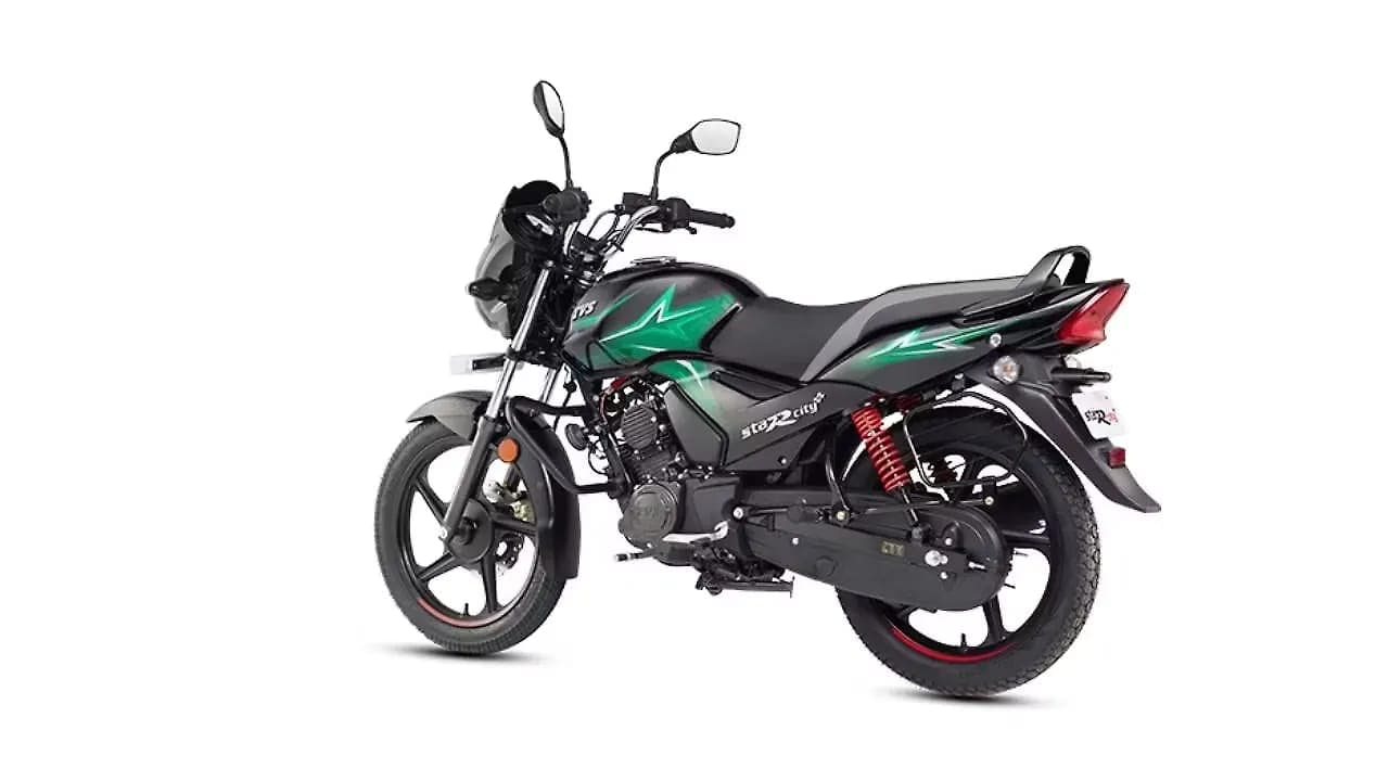TVS Star City Plus left rear three-quarter view