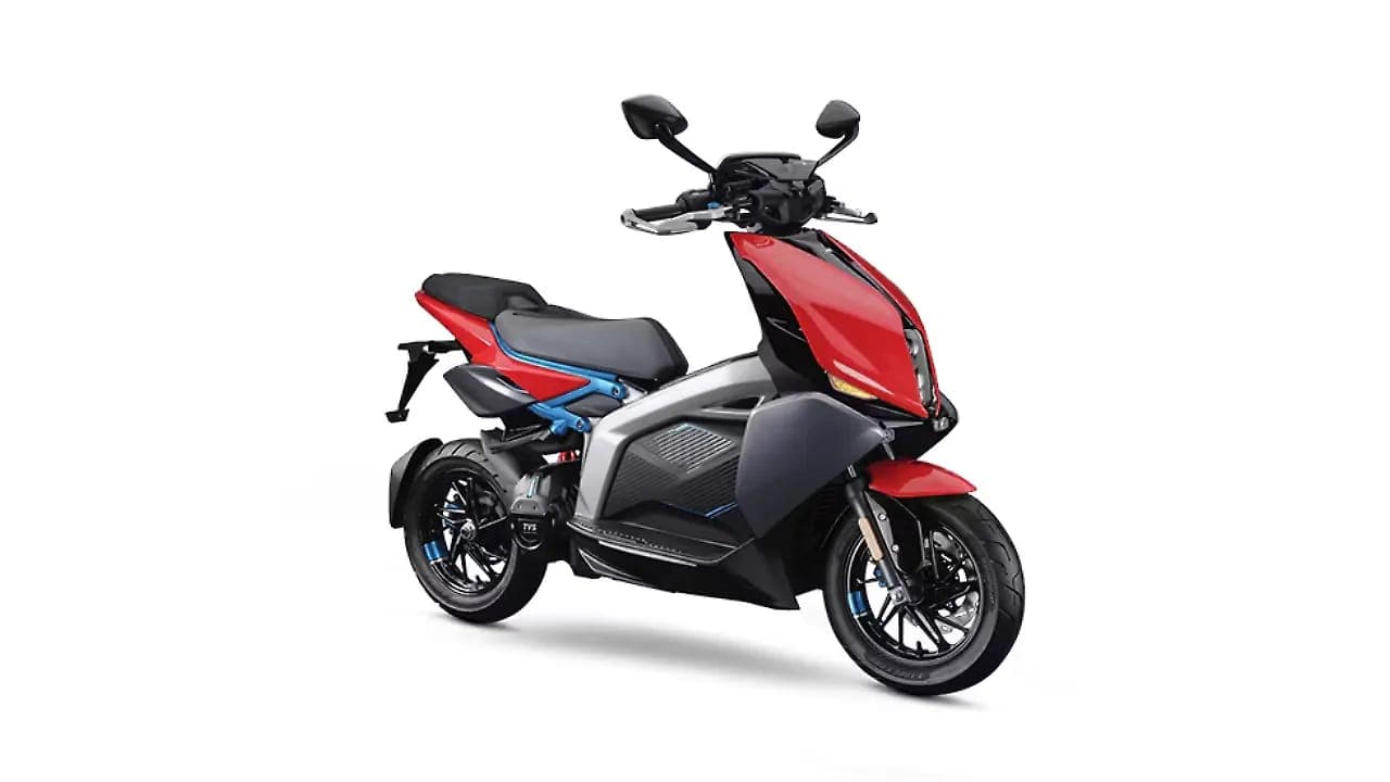 TVS X right front three-quarter view