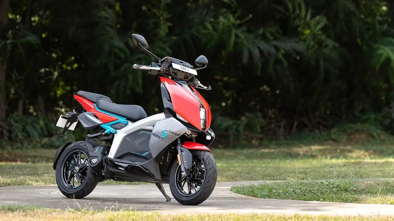 TVS X right front three-quarter view