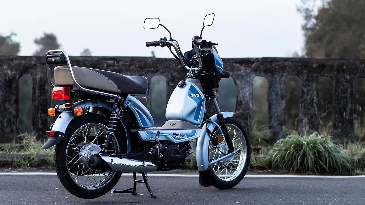 TVS XL 100 right rear three-quarter view