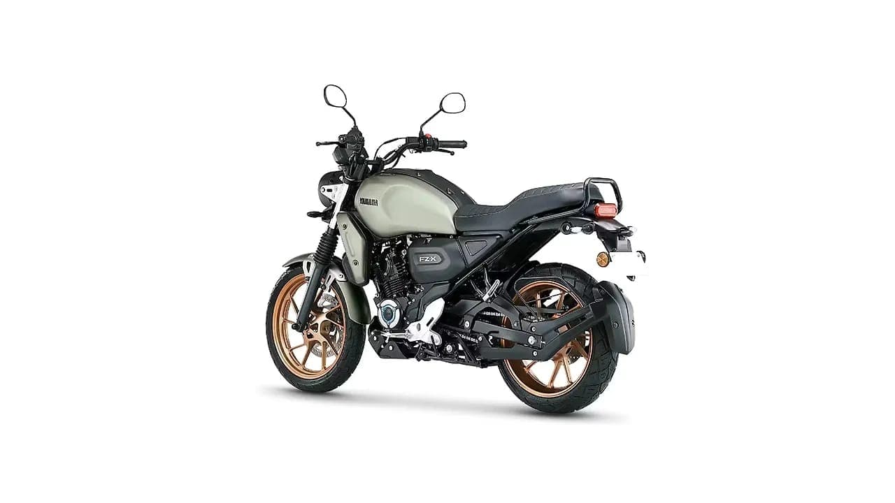 Yamaha FZ X Hybrid left rear three-quarter view